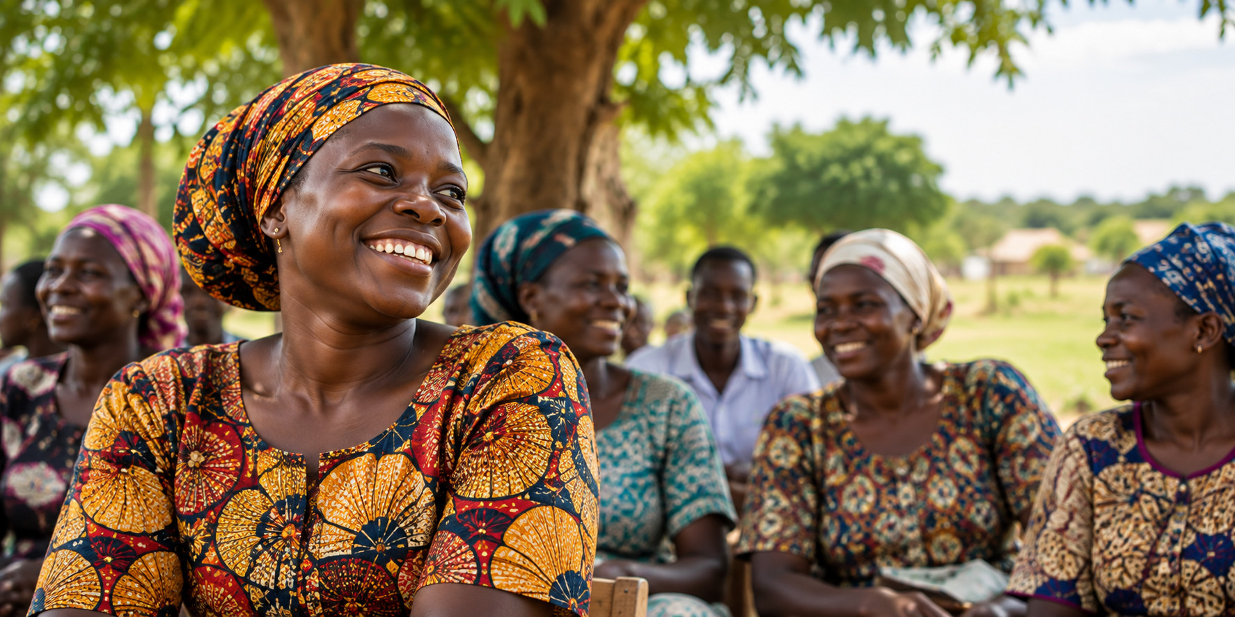 Smiling woman at a community meeting
