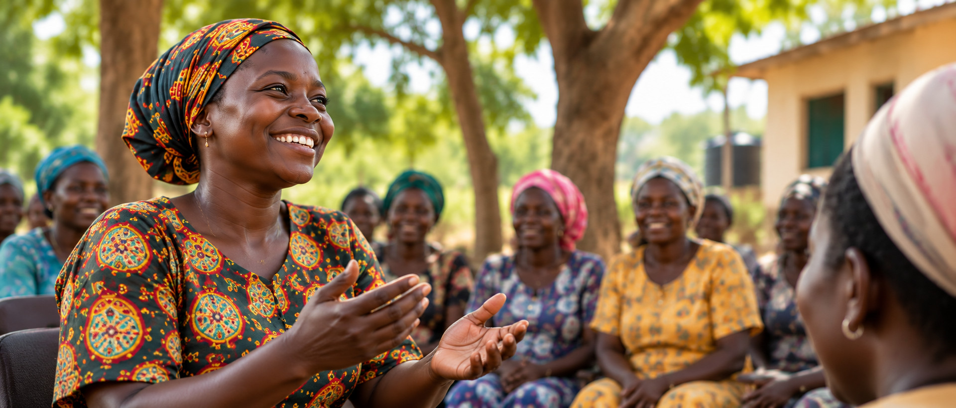 Women smiling together at a community gathering